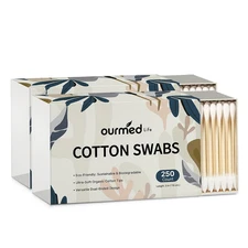 Cotton Swabs - Biodegradable Bamboo & Cotton, Double-Tipped Cleaning Swabs with 