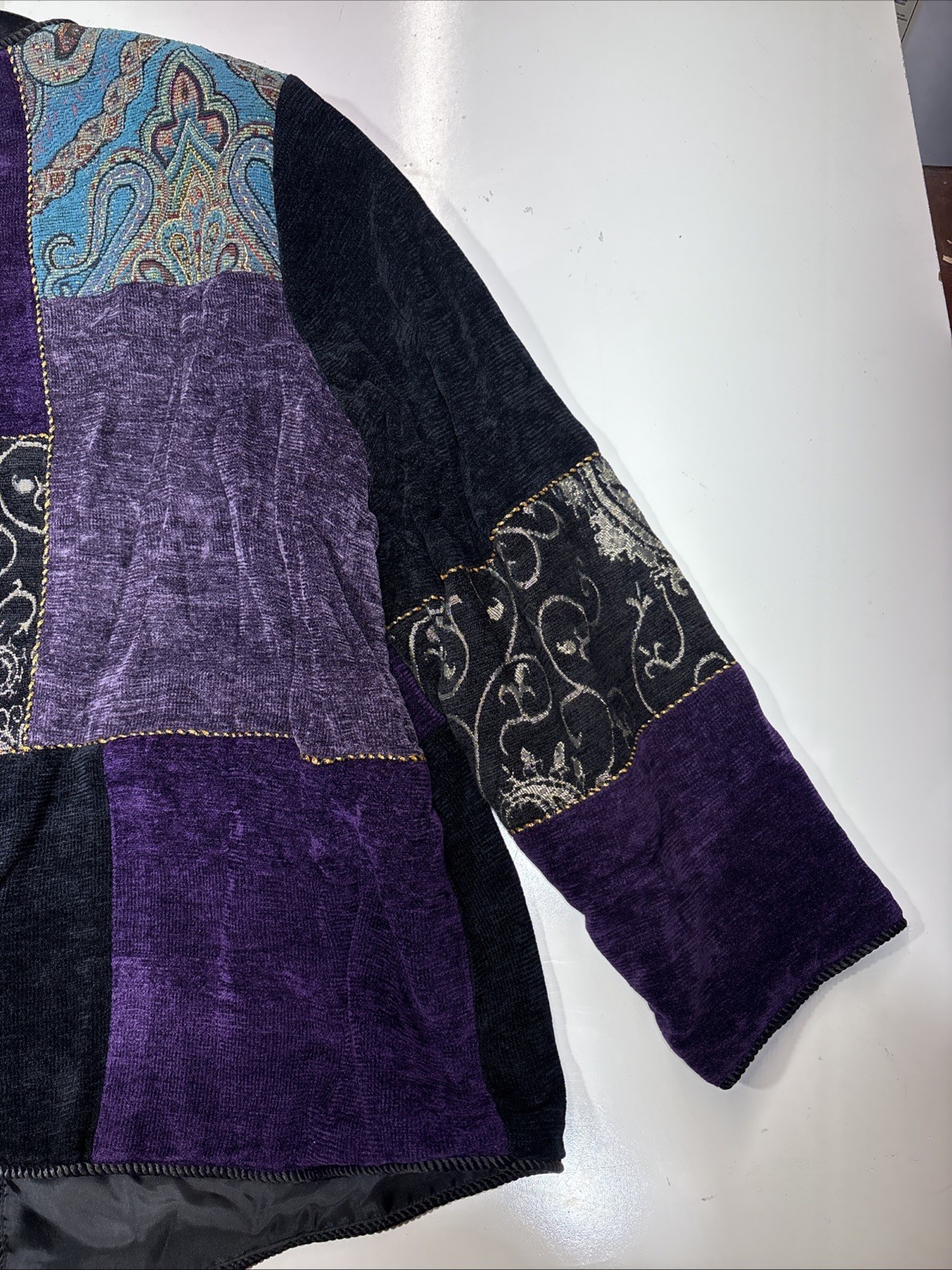 Indigo Moon Jacket Patchwork Embroidered Purple B… - image 13