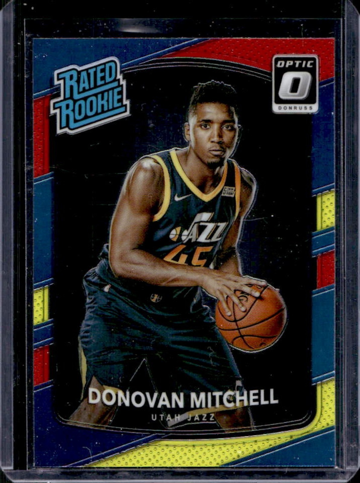 2017-18 Panini Donruss Optic Donovan Mitchell Red and Yellow Rookie RC #188 Jazz