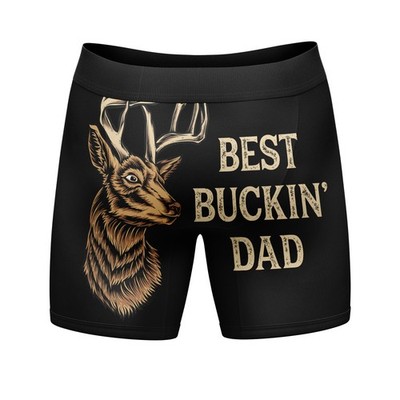 Mens Best Bucking Dad Boxer Briefs Funny Hunting Fathers Day Graphic Novelty