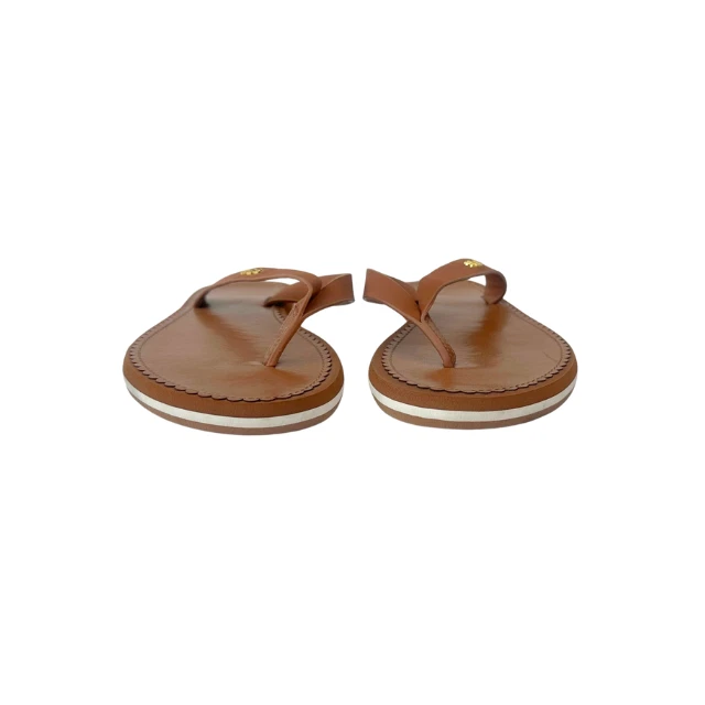 Sandalias Ralph Lauren Ryanne Tanga Cuña Chanclas Cuero Marrón Para Mujer Talla 9B Foto 3 de 4