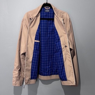 Chaps Harrington Jacket Mens Large Tan Polyester Classic Plaid