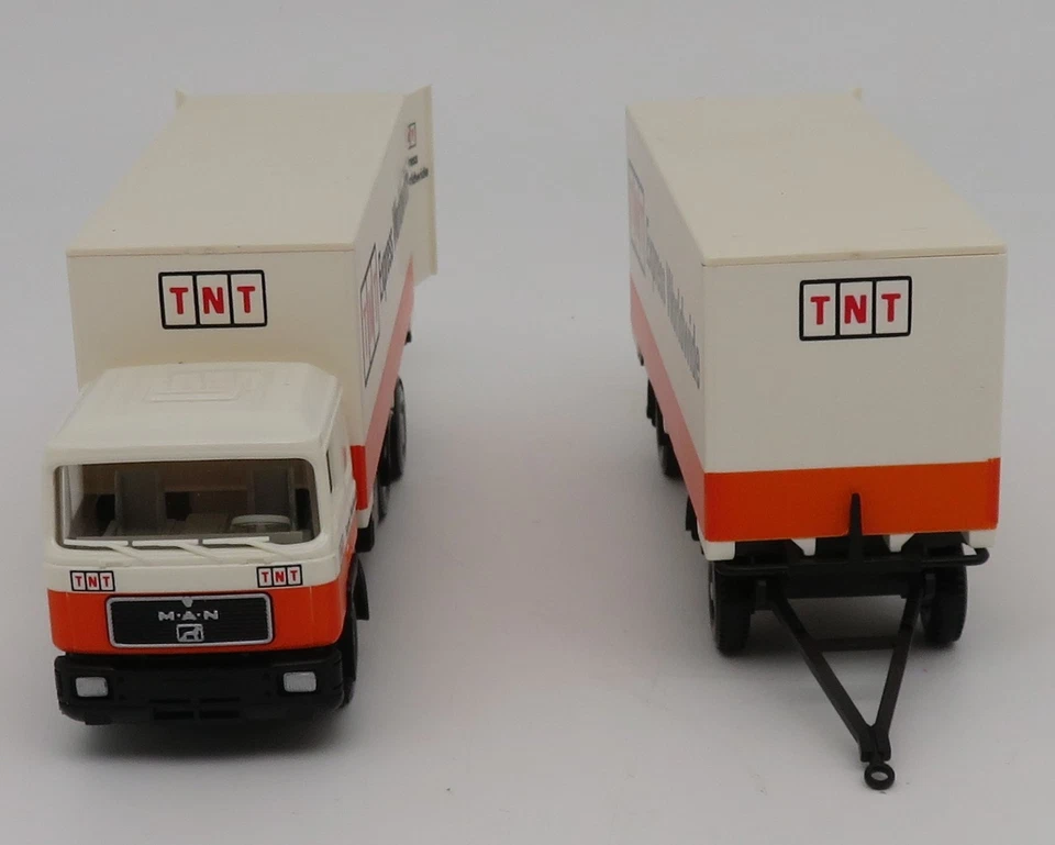 WIKING Ho 1/87 Camion Man F90 + Rimorchio tnt Express Worldwide #5740142 No. Box - Immagine 2 di 4