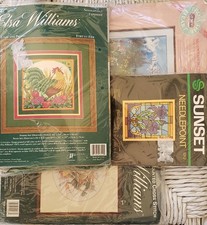 👀VINTAGE COUNTED CROSS STITCH NEEDLEPOINT COMPLETE KIT LOT OF 4
