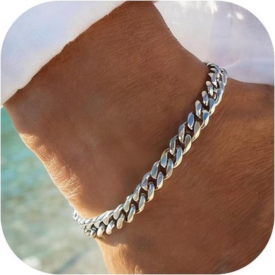 4pc Mens Cross Bracelets Stack Stainless Steel Cuban Link Chain Bracelet Set