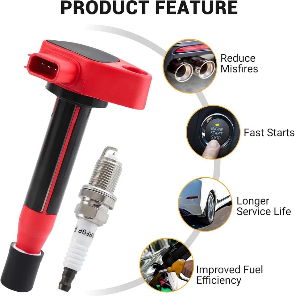 Paquete de 6 bobinas de encendido y bujías para Honda Accord 2000-2007 3,0 L 3,5 L V6 UF242 Foto 4 de 4