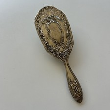 Vintage Silver-Plated Hairbrush Ornate 8" x 2.5" Ornate Design GREAT Condition.