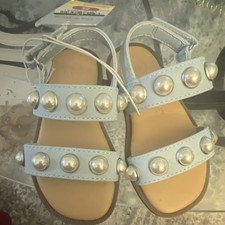 Cat  Jack Girls Light Blue Studded Strappy Sandals Hook  Loop Size 5