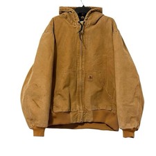 Carhartt Men  s 2XL Tan Quilted Lining Full Zip Hooded Jacket Workwear Utility