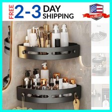 Corner Shower Caddy, Black Wall Mounted Bathroom Storage Rack, Plastic Organi...