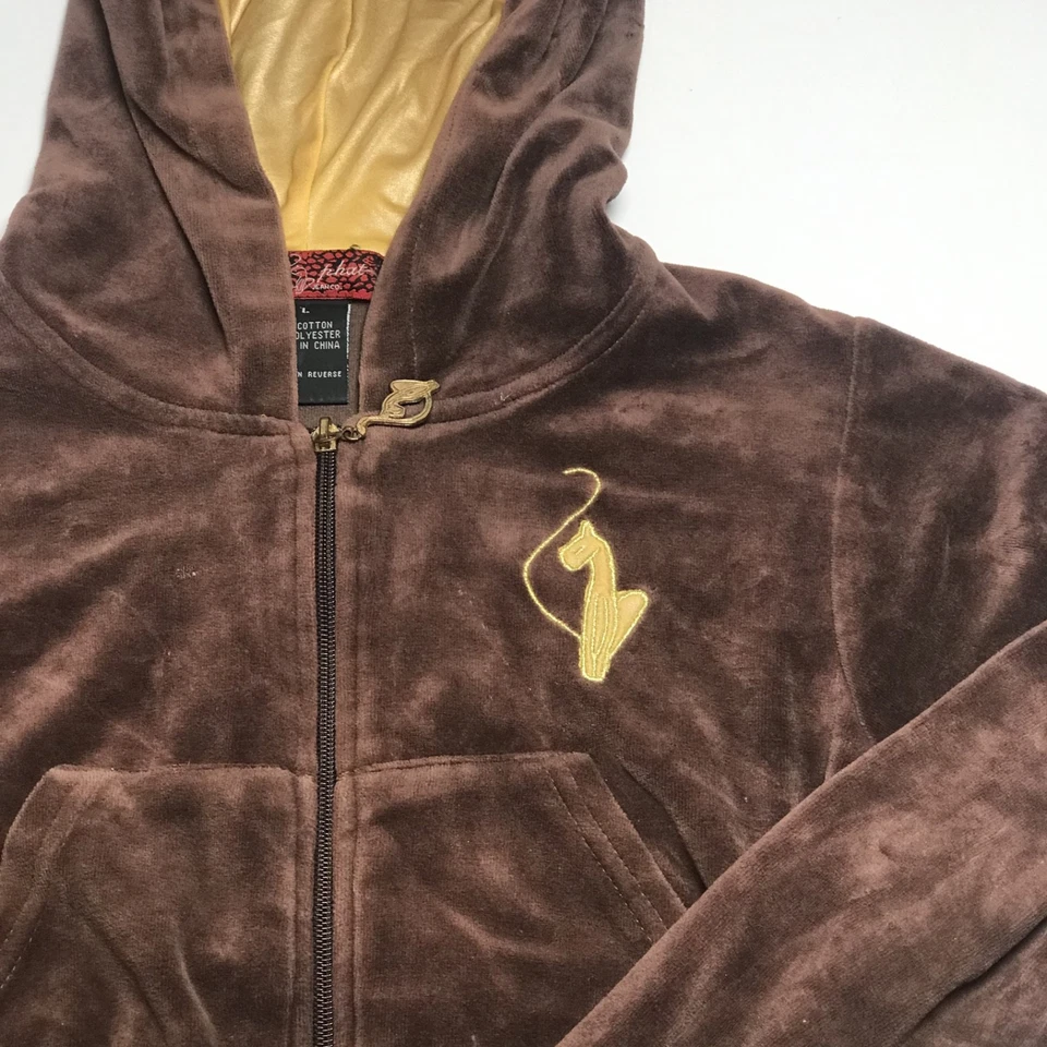 Baby Phat коричневый и золотой винтажный куртка с капюшоном размер большой - Изображение 3 из 4