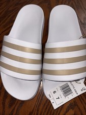 New Adidas Adilette White Slide Sandals Women Size 7 Men Size 6