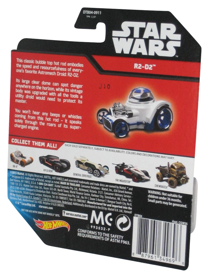 Star Wars Force Awakens R2-D2 Hot Wheels (2015) Mattel Carattere Auto Giocattolo - Immagine 2 di 2
