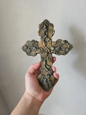 Holland Boone Polished Pewter Wall Cross Crucifix Lead Free Made In Mexico 