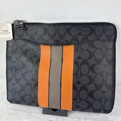COACH Varsity Signature Tech Case iPad Tablet Charcoal/Orange
