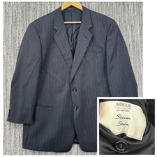 Armani Su Misura Men s 44R Black Pinstriped Wool Bespoke Blazer Made In Italy