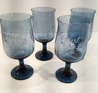 Pfaltzgraff Yorktowne blue footed water/wine glasses (set of 4) VGC