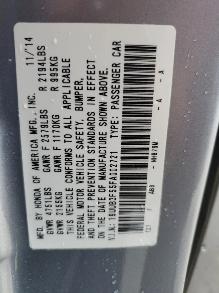 Acura TLX 2015 motor de arranque 3,5 L 4x4 fabricante de equipos originales 90000 millas - pieza usada Foto 2 de 4