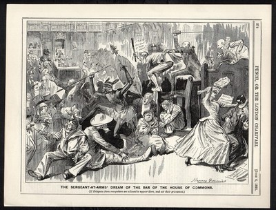 SERGEANT-AT-ARMS  DREAM OF THE BAR OF THE HOUSE OF COMMONS 1891 STANZSEITE