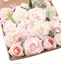 Used, Artificial Pink White Rose Loose Flowers And Garland. Wedding Decor.