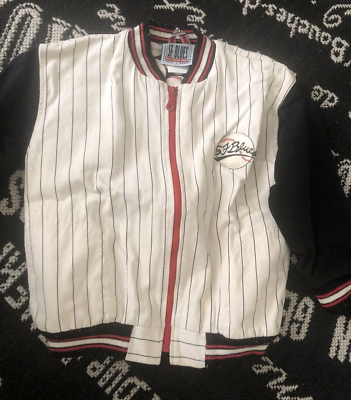 Vtg SF BLUES Boys Sz 5 Black White Striped Zip BASEBALL JACKET