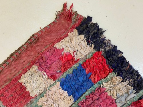 Vegetable Checked Runner Rug Authentic Farmhouse Rug Check Entryway 4x7.5 ft - Picture 7 of 12