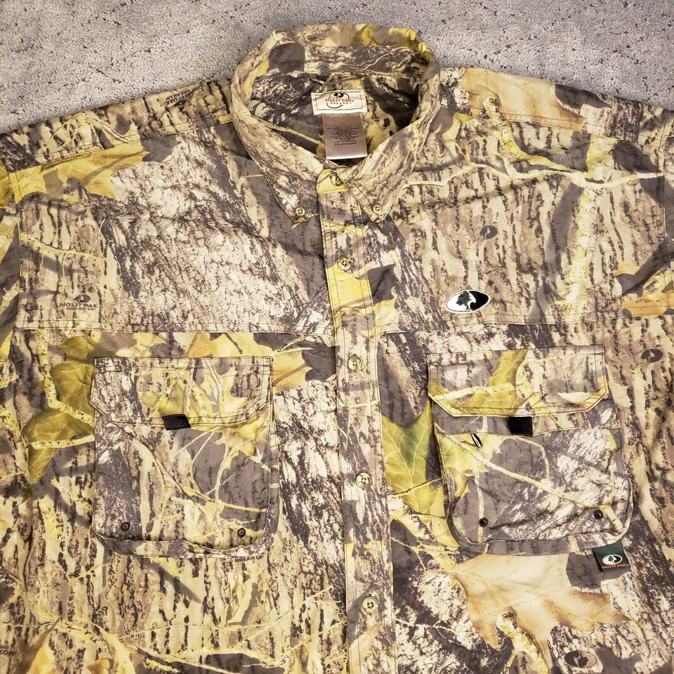 Mossy Oak Breakup Camo Shirt Mens 2XL Long Sleeve Vented Lightweight Hunting - Image 2 of 4