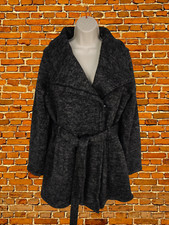 WOMENS STEVE MADDEN SIZE UK LARGE BLACK MIX BELTED ZIP JACKET COAT CASUAL SMART