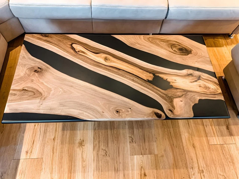 Black Epoxy Table, dining, walnut Wooden Epoxy Resin Dining Table, Coffee Table - Image 4 of 4