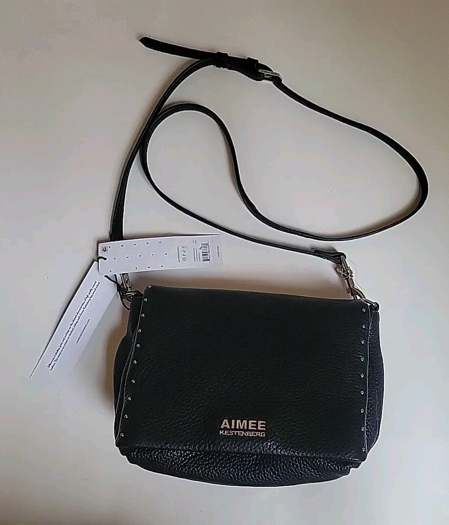 【WONDER WONDER】Retained eyelet leather cross shoulder bag Aimee Kestenberg Wonder Double Zip Crossbody Bag Black