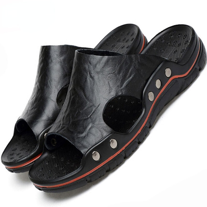 PANTOFOLA D’ORO Sandali da uomo in pelle morbidi mocassini romani antiscivolo pantofole da spiaggia da esterno