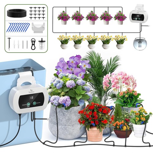 Solar Self Watering Plant Drip Irrigation System 10 Plants for garden greenhouse