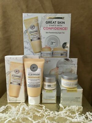 IT COSMETICS 3pc Travel Set, Confidence in a Cleanser, Face Cream & Eye Cream-