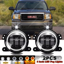 For 2007-2013 Gmc Sierra 1500 2500 3500 Round 6000k Led Bumper Fog Lights Drl 