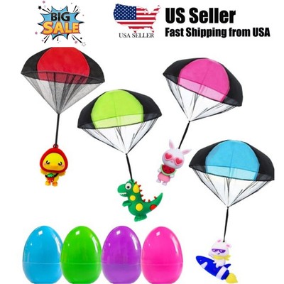 4Pcs Easter Toys, Filled Eggs with Parachute Toys for Kids, Easter... 