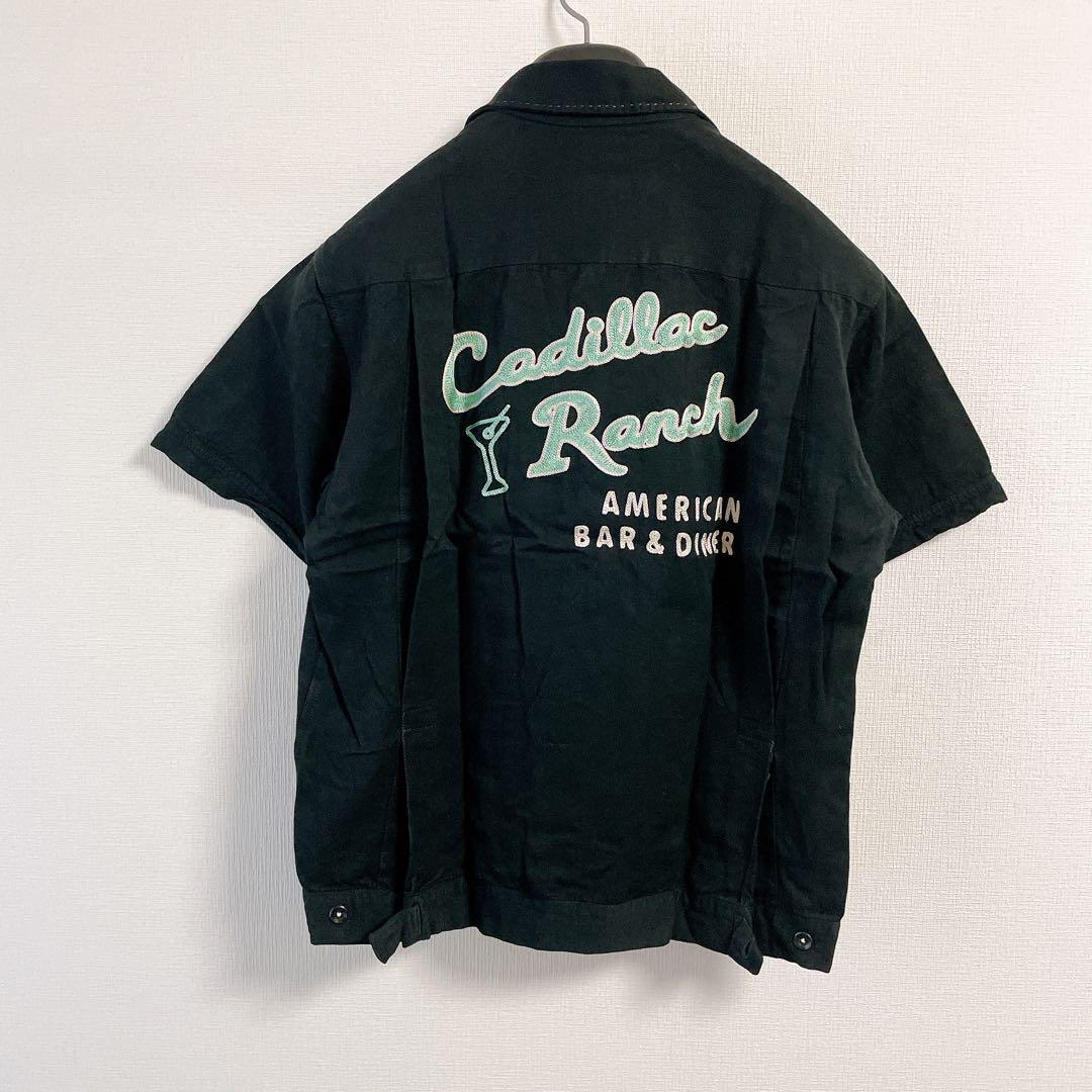 ウェア・シャツ THE FLAT HEAD Cadillac Ranch Long Beach THE FLAT HEAD Cadillac runch Embroidered Shirt Black Size 36