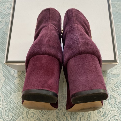 WHBM "ZEEK" CABERNET SUEDE ANKLE BOOTS CHUNKY HEELS SHOES PUMPS SZ 9.5 MED EUC - Picture 6 of 12