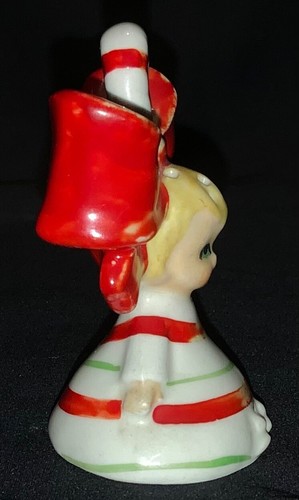 VINTAGE LEFTON CERAMIC CHRISTMAS SALT & PEPPER SHAKERS - CANDY CANE GIRLS W/BOWS - Picture 7 of 12