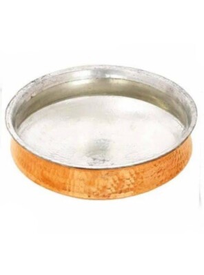 Copper Lagan Handi with Tin Lining, Hammered Cookware for Biryani Rice 5 Litres