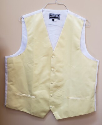 New Men's Tuxedo Vest XL Canary Yellow Satin Adjustable strap Formal Wear