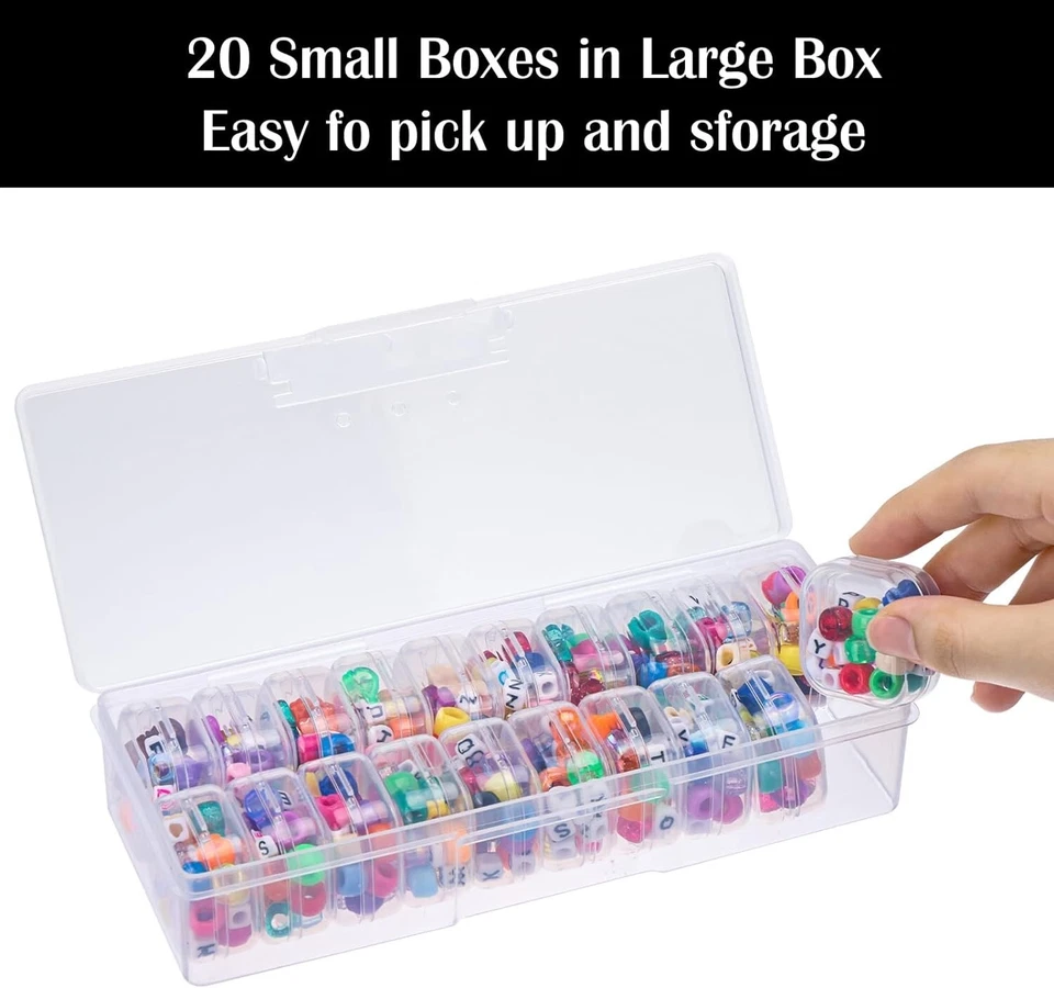 Organizadores de cuentas Quefe 40 piezas en una caja organizadora transparente, 2 juegos 7,6" x 3,0" x 1,5" Foto 4 de 4