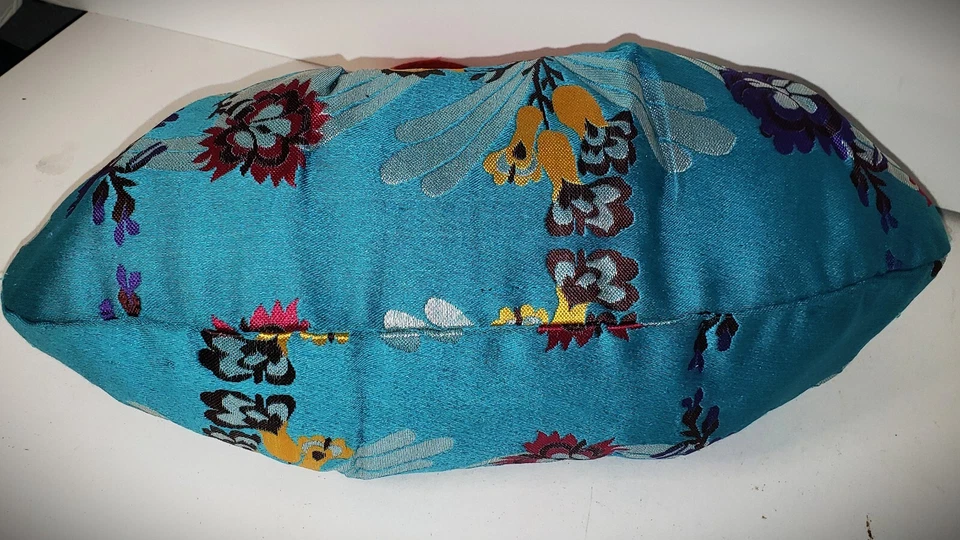 Elegante bolso de mano de brocado chino vintage bolso de barco de seda asas rojas pompón Foto 4 de 4