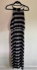 Loft Ann Taylor maxi long dress m medium nautical striped halter navy white