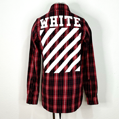 Off White Virgil Abloh Diagonal Red & Black Check Button Up