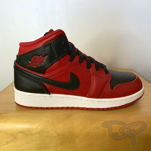 Nike Air Jordan 1 Mid Reverse Bred nere rosse GS ragazzi 5,5Y donna taglia 7 - Foto 2 di 11