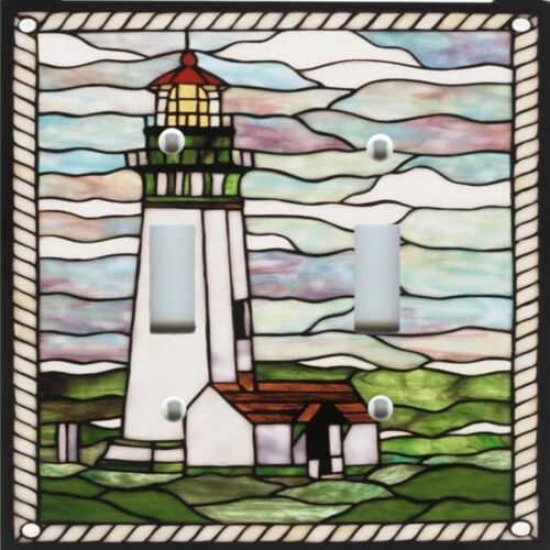 ART NOUVEAU STAINED GLASS YAQUINA HEAD LIGHTHOUSE Light Switch Wallplate Outlets - Picture 3 of 26