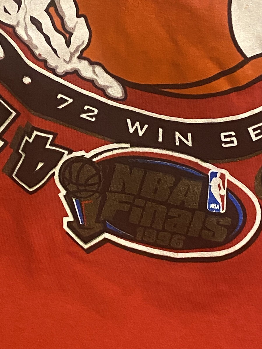 Vintage Chicago Bulls Red '96 4-Time NBA Champions T-Shirt L Large