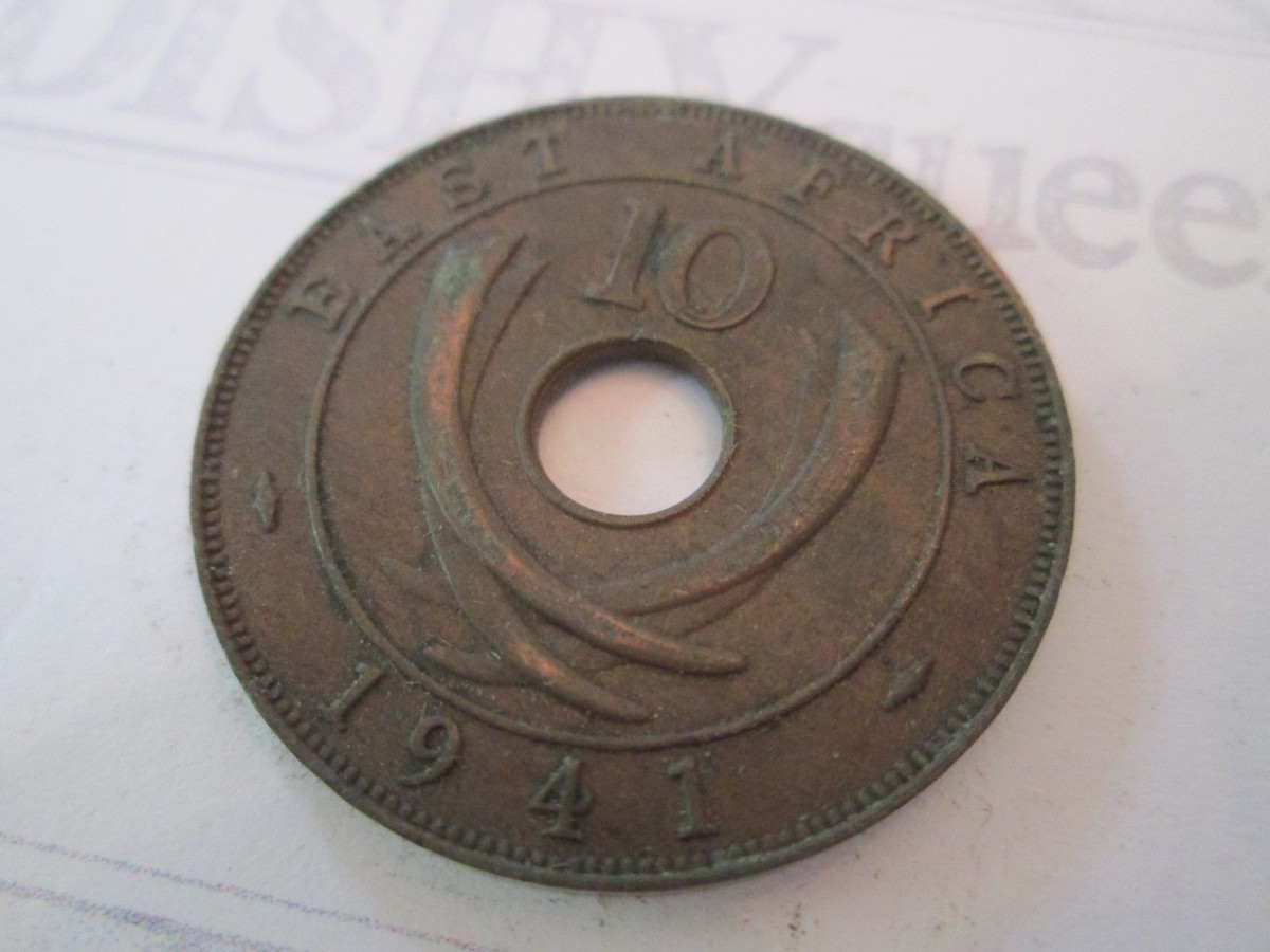 1941 TEN .10 CENTS! Vintage EAST AFRICA coin: GEORGE V