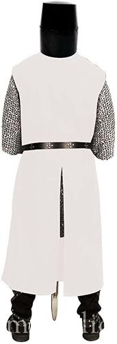Jerusalem Cross Templar Knight Tunic Medieval Cotton Crusader Costume Off White - Picture 2 of 6