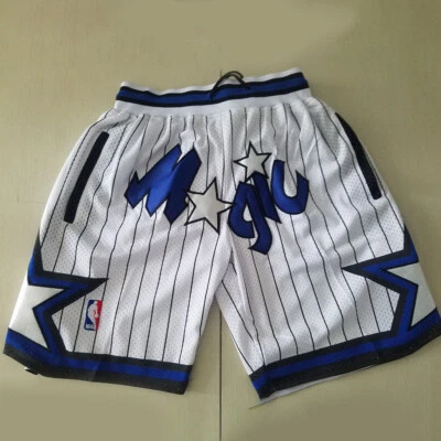 Retro Orlando Magic Basketball Shorts Hose Genäht Weiß